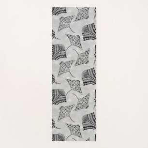 Black and White Tribal Stingrays Yoga Mat