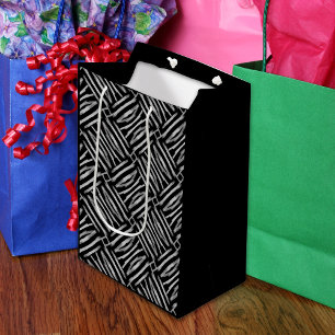 Black and White Tribal Stripes  Medium Gift Bag