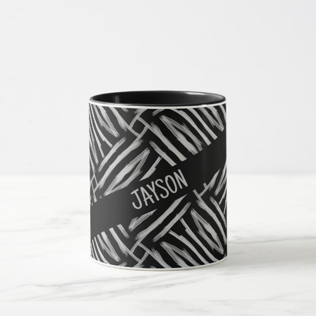 Black and White Tribal Stripes Mug (Center)