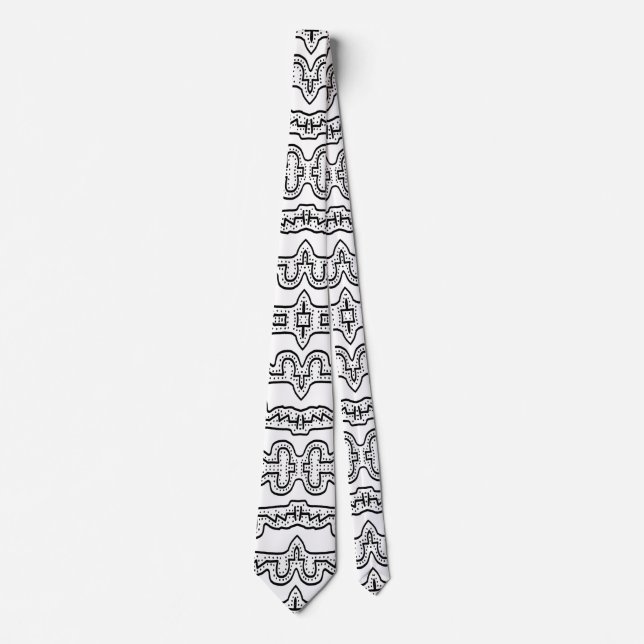 Black and white tribal stripes pattern tie (Front)