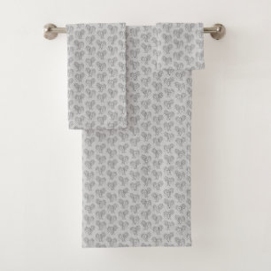 Black and White Tribal Tattoo Manatees Bath Towel Set