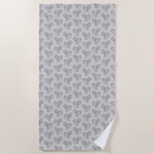 Black and White Tribal Tattoo Manatees Beach Towel