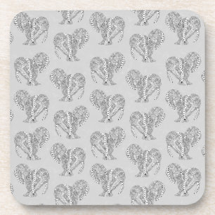 Black and White Tribal Tattoo Manatees Coaster