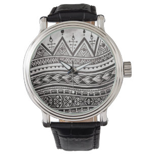 Black and White Tribal Tattoo Pattern Father's Day Watch