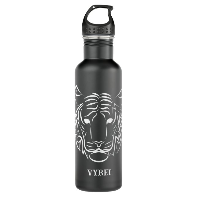 Black and White Tribal Tiger 710 Ml Water Bottle (Front)