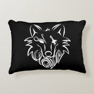 Black and White Tribal Tiger Accent Pillow