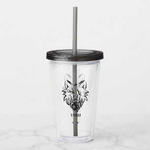 Black and White Tribal Tiger Acrylic Tumbler