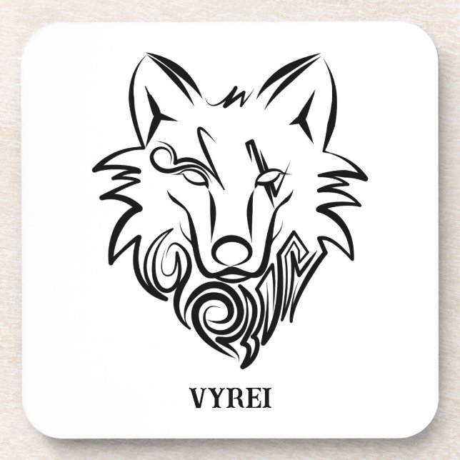 Black and White Tribal Tiger Beverage Coaster (Front)