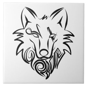 Black and White Tribal Tiger Ceramic Tile