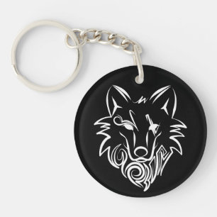 Black and White Tribal Tiger Keychain