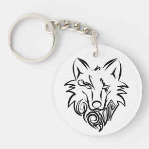 Black and White Tribal Tiger Keychain
