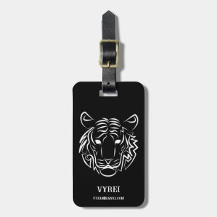 Black and White Tribal Tiger Luggage Tag