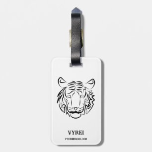 Black and White Tribal Tiger Luggage Tag