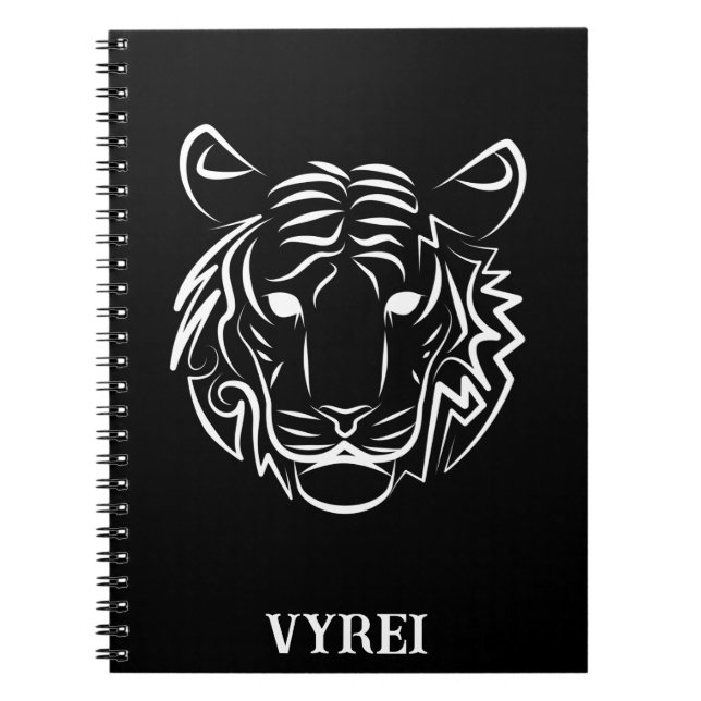Black and White Tribal Tiger Notebook (Front)