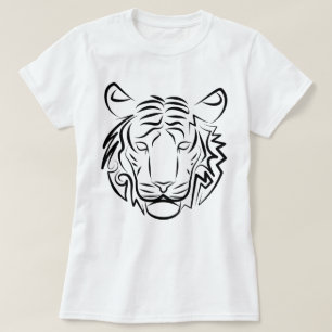 Black and White Tribal Tiger T-Shirt