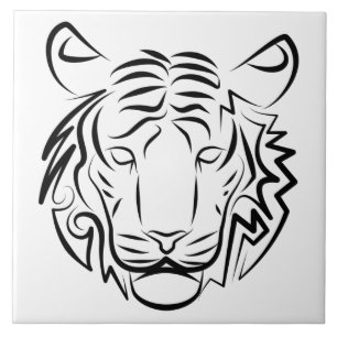 Black and White Tribal Tiger Tile