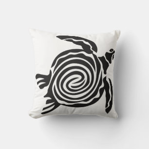 Black and White Tribal Turtle Art Cushion