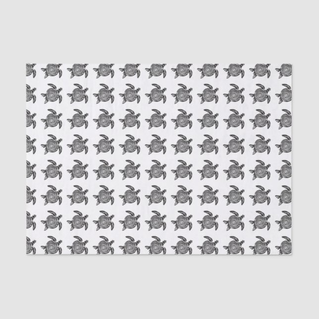 Black and White Tribal Turtle Art Tissue Paper (Front)