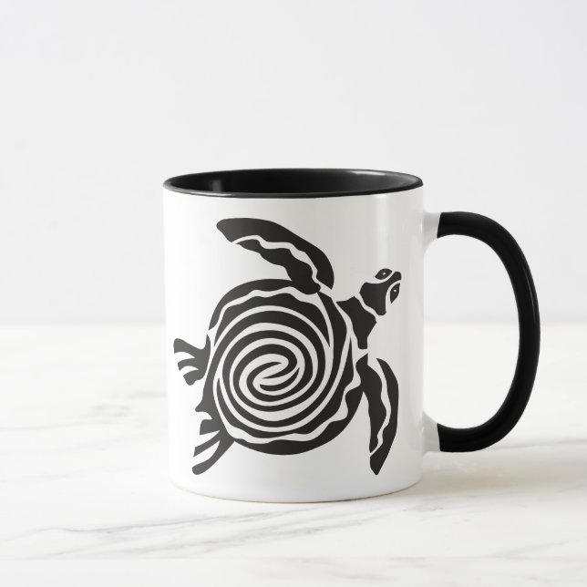 Black and White Tribal Turtle Mug (Right)