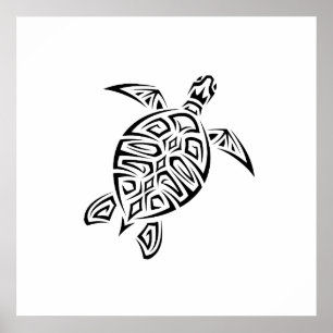Black And White Tribal Turtle Poster