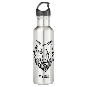 Black and White Tribal Wolf 710 Ml Water Bottle