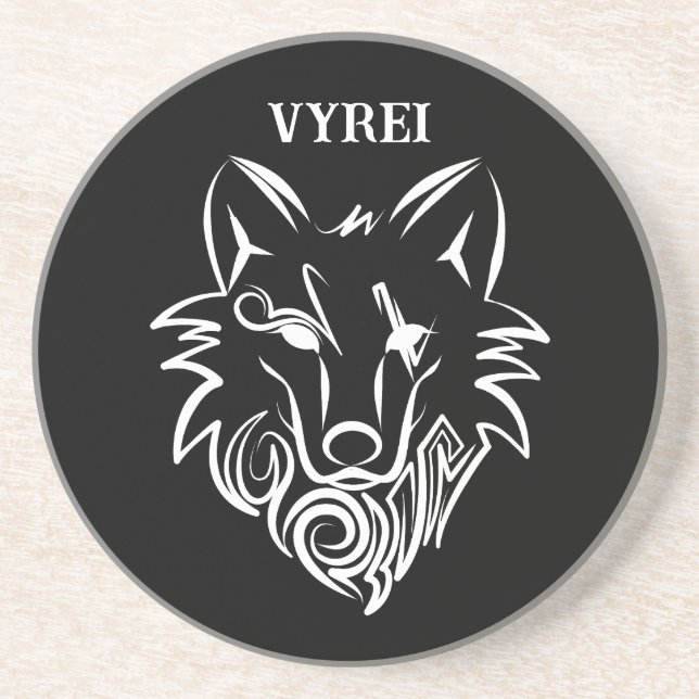 Black and White Tribal Wolf Coaster (Front)
