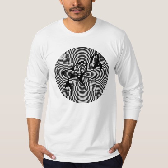 BLACK AND WHITE TRIBAL WOLF DESIGN T-Shirt