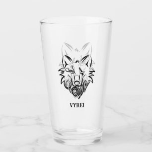 Black and White Tribal Wolf Glass