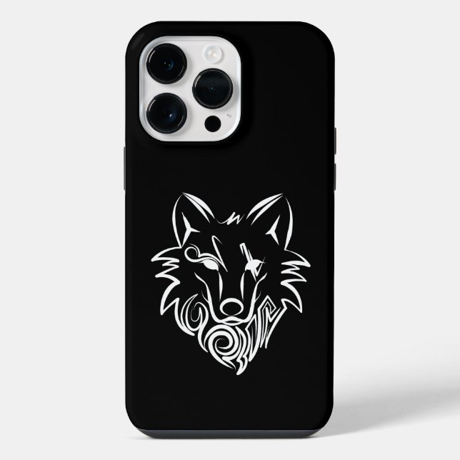 Black and White Tribal Wolf iPhone Case (Back)