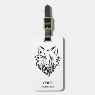 Black and White Tribal Wolf Luggage Tag