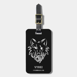 Black and White Tribal Wolf Luggage Tag