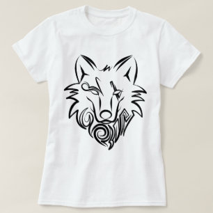 Black and White Tribal Wolf T-Shirt