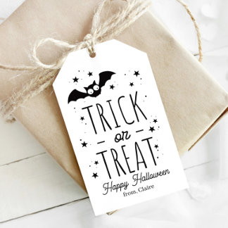 Black and White Trick or Treat Halloween Gift Tags