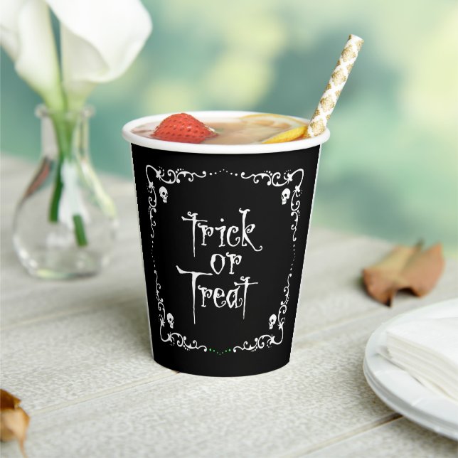 Black and White Trick or Treat  Paper Cups (Insitu)