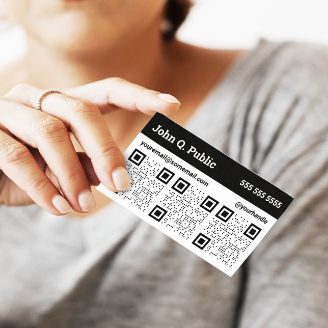 Black and White Triple QR Code Business Card (Creator Uploaded)