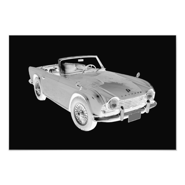 Black And White Triumph Tr4  Sports Car Photo Print (Front)