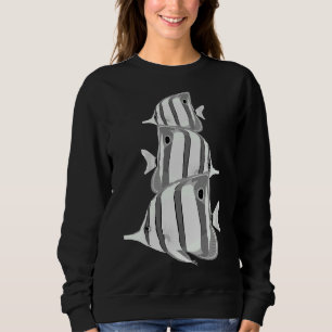 Black And White Tropical Coral Marine Butterfly Fi Sweatshirt