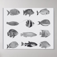 Black and White Tropical Fish Printable Art