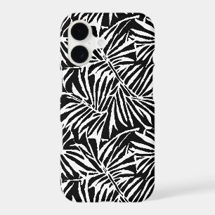 Black And White Tropical Leaf Repeating Pattern