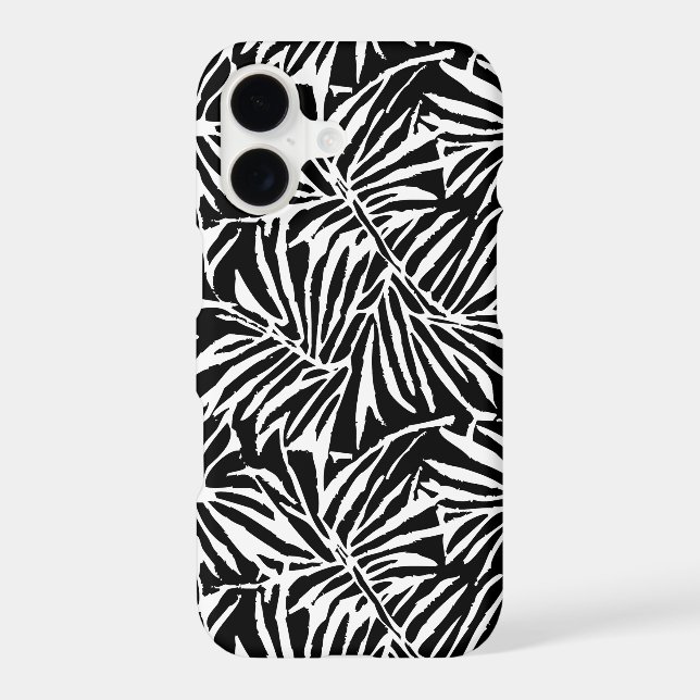 Black And White Tropical Leaf Repeating Pattern (Back)