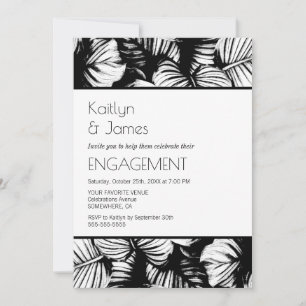 Black and White Tropical Palm Engagement Party Invitation