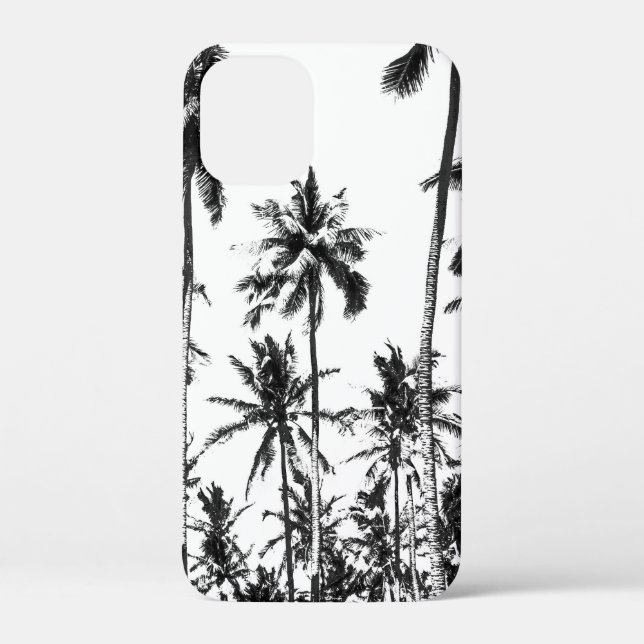 Black and white tropical palm tree paradise summer Case-Mate iPhone case (Back)