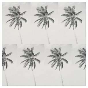 Black and white tropical palm tree summer photo fabric