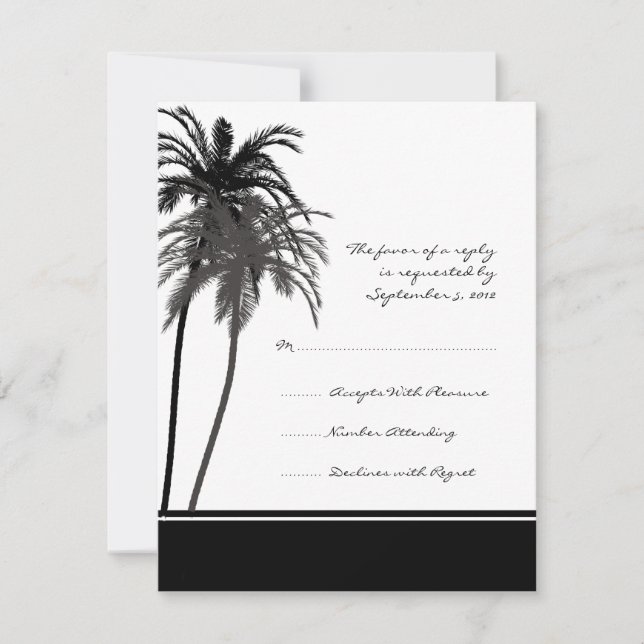 Black and White Tropical Palms Invitation RSVP (Front)