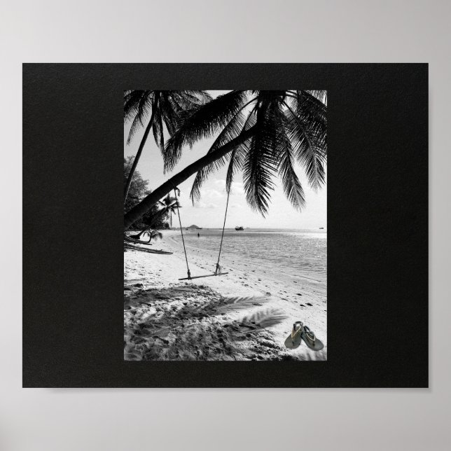 Black and White Tropical Wall Art Printable Poster (Front)