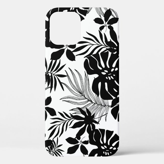 Black and White Tropics: Silhouetted Nature Case-Mate iPhone Case (Back)