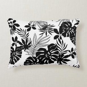 Black and White Tropics: Silhouetted Nature Decorative Cushion
