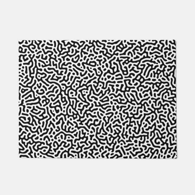 Black and White Turing Pattern Doormat (Front)