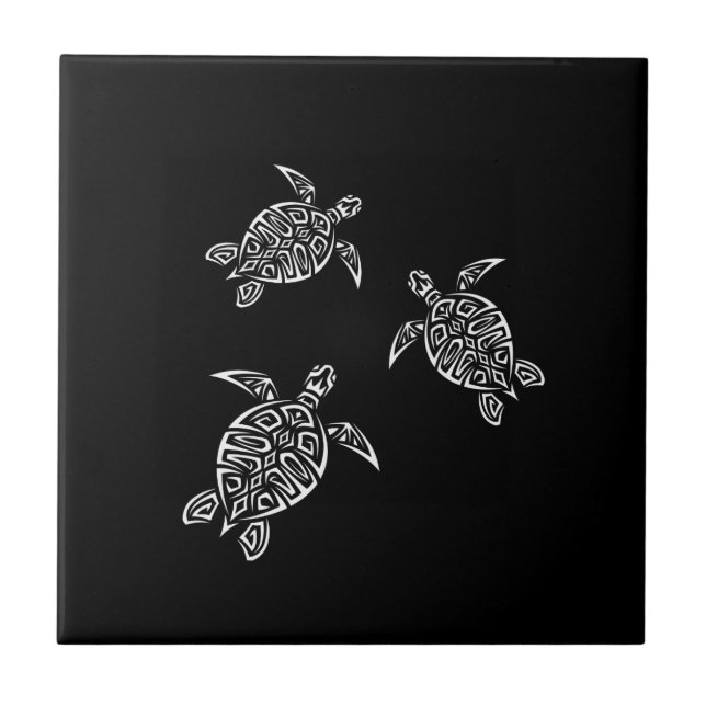 Black And White Turtles Tatoo Animal Tile (Front)