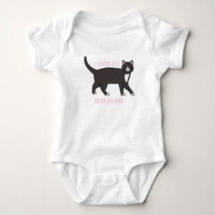 Black and White Tuxedo Cat Best Friend Baby Bodysuit